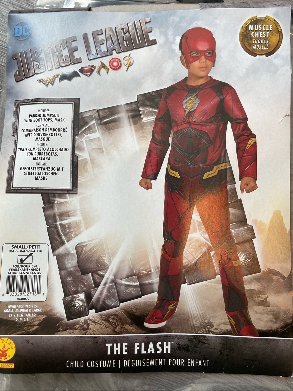 The flash justice league costume Size kids small